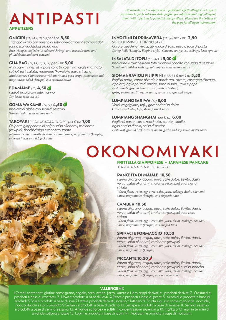 Antipasti/Okonomiyaki - Mabuhay Restaurant Menu 2022